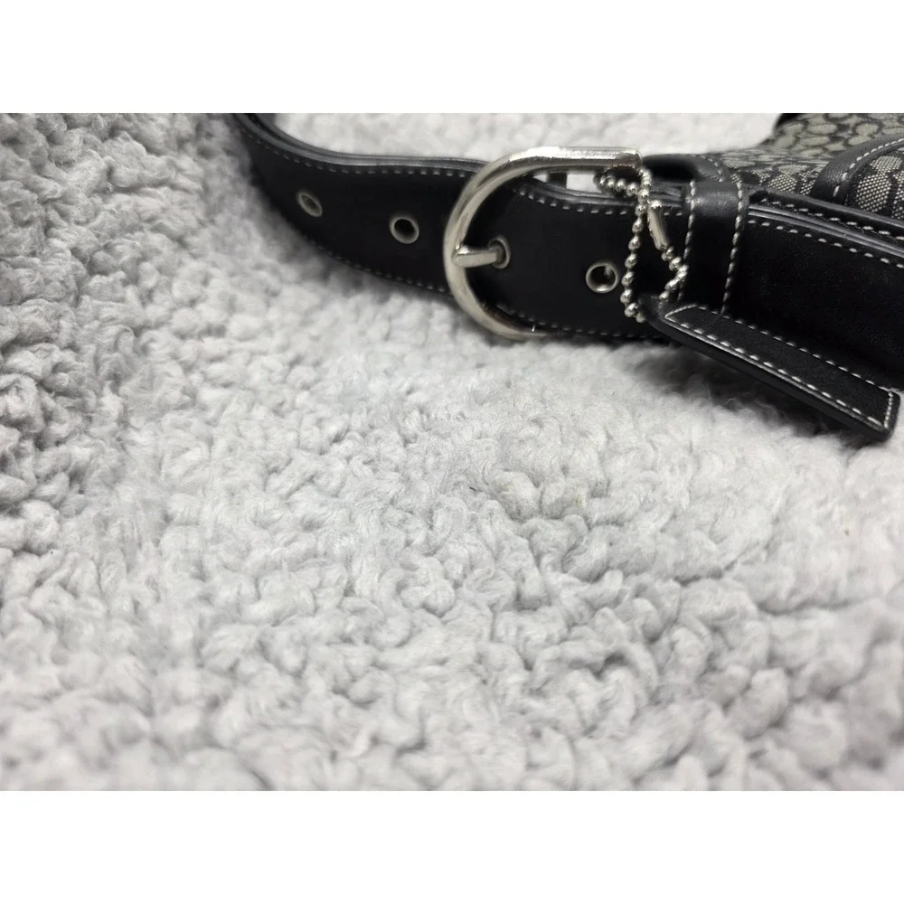 Coach K3M 6376 Black Signature Canvas Leather Adjustable Shoulder Bag‎